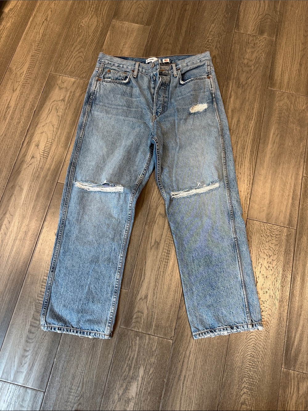 Re/Done Light Blue Distressed Relaxed Women's Jeans